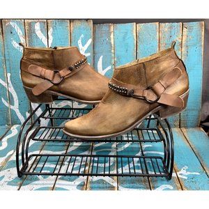 Matisse Prescott Tan Distressed Leather Western Zip Ankle Boots Spain Women 10